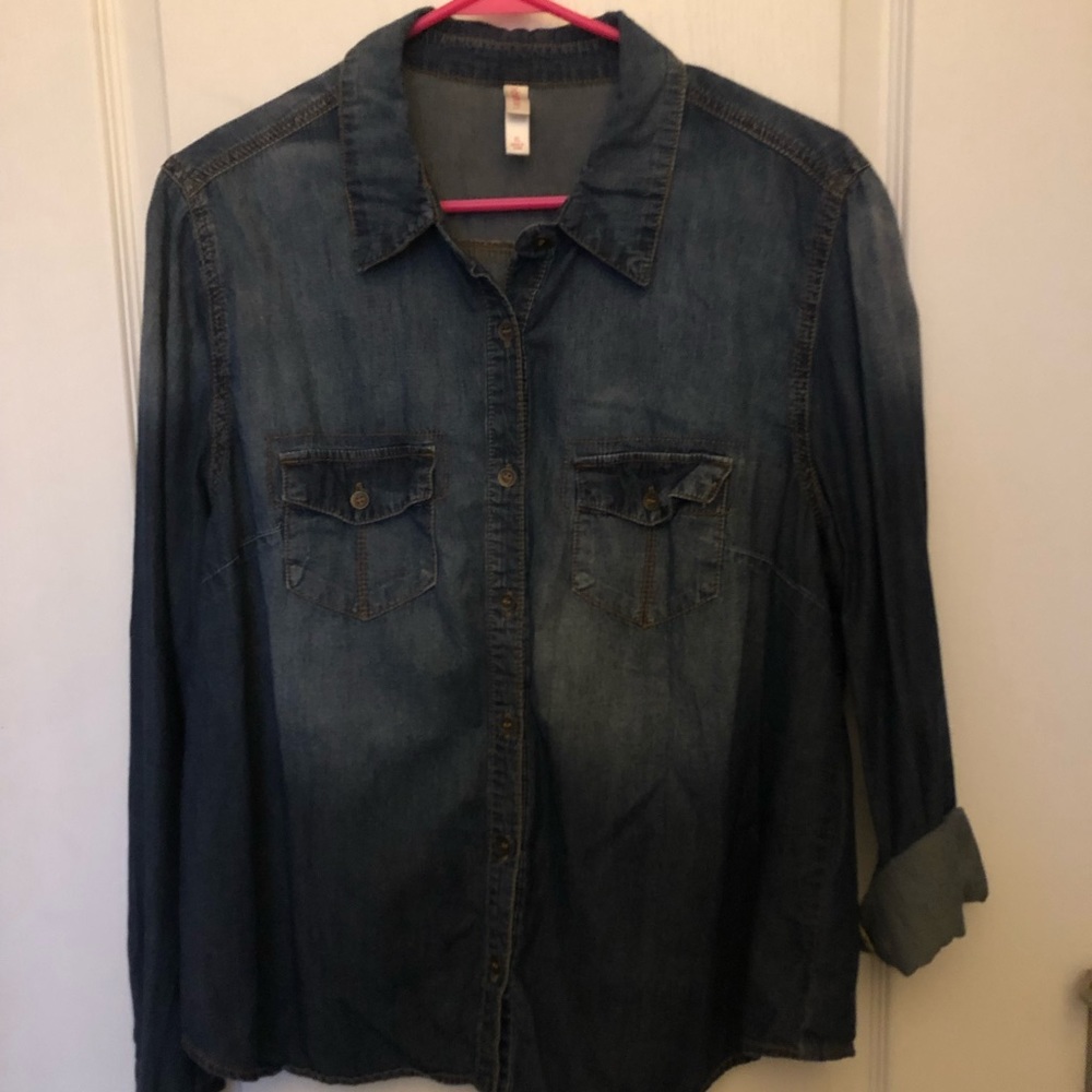 Dark denim button up